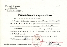 Poświadczenie obywatelstwa polskiego Zofii Frankiewicz