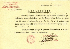 Poświadczenie adresu zamieszkania Zofii Frankiewicz