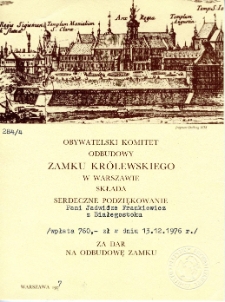 Podziękowanie dla Jadwigi Frankiewicz