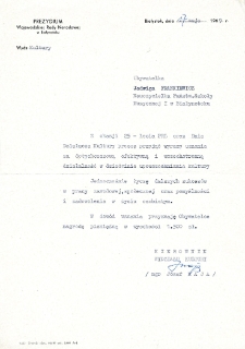 Podziękowanie dla Jadwigi Frankiewicz z okazji Dnia Nauczyciela