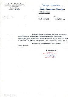 Zaproszenie dla Jadwigi Frankiewicz