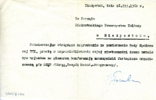 Pismo z usprawiedliwieniem nieobecności Heleny Frankiewicz na posiedzeniu BTK