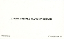 Wizytówka Jadwigi Frankiewicz