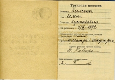 Książeczka pracy Eugenii Zaleskiej