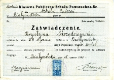 Świadectwo szkolne Krystyny Skrzędziejewskiej