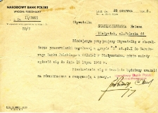 Świadectwo zatrudnienia Heleny Skrzędziejewskiej w białostockim oddziale NBP
