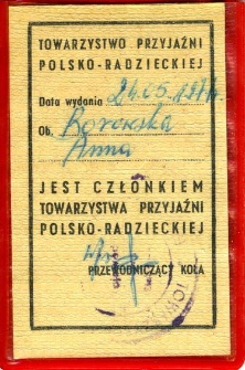 Legitymacja TPPR Anny Borowskiej