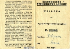 Wkładka do legitymacji partyjnej Marii Filipowicz