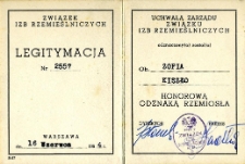 Legitymacja honorowej odznaki rzemiosła Zofii Kiszło