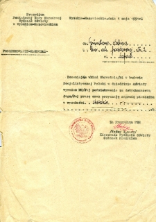 Pismo do Sabiny Grundl w sprawie przyznania nagrody pieniężnej