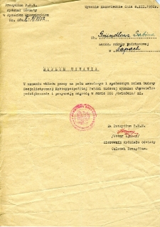 Dyplom uznania nadany Sabinie Grundl