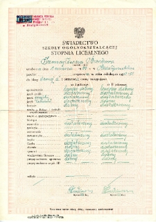 Świadectwo szkolne Barbary Izmajłow