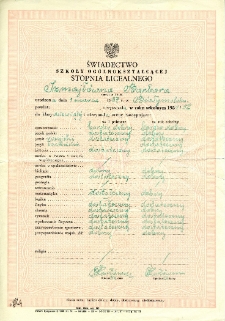 Świadectwo szkolne Barbary Izmajłow