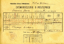 Zaświadczenie szkolne Janiny Grabiec