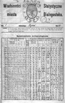 Wiadomości statystyczne miasta Białegostoku za lata 1929-1932 : kwartalnik statystyczny.