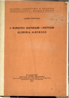 O wawrzynie doktorskim i poetyckim Klemensa Janickiego