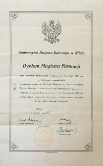Dyplom magistra farmacji