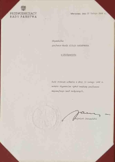 Informacja o nadaniu tytułu naukowego profesora zwyczajnego nauk medycznych