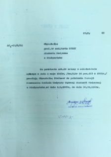 Powołanie Marii Byrdy na stanowisko kierownika Zakładu Medycyny Sądowej Akademii Medycznej w Białymstoku