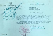 Decyzja o powołaniu Marii Byrdy na stanowisko kierownika Zakładu Medycyny Sądowej Akademii Medycznej w Białymstoku