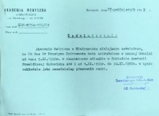 Zaświadczenie potwierdzające zatrudnienie Krystyny Modrzewskiej w charakterze adiunkta w Zakładzie Anatomii Prawidłowej Akademii Medycznej w Białymstoku