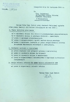 Plan pracy Koła Ligi Kobiet i rozliczenie kosztów organizacji obchodów Dnia Kobiet