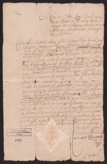 Zapis Antoniego z Tęczyna Ossolińskiego dla świeżo poślubionej żony Marianny z Oborskich, córki Stefana starosty litewskiego sumy 30 000 zł polskich