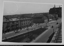 Białystok, odbudowa śródmieścia. Widok z Ratusza na Rynek Kościuszki