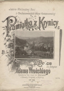 Pamiątka z Krynicy : walce na fortepian : op. 108