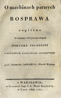 O machinach parnych : rosprawa
