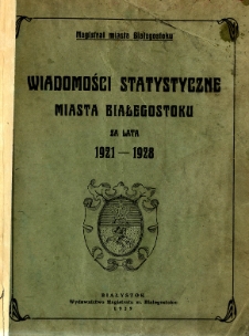 Wiadomości statystyczne miasta Białegostoku za lata 1921-1928