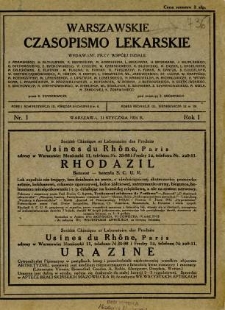 Warszawskie Czasopismo Lekarskie 1924 R.1 nr 1