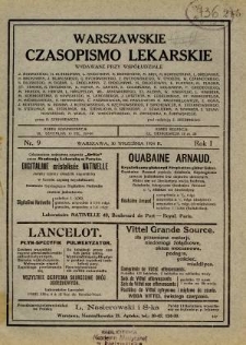 Warszawskie Czasopismo Lekarskie 1924 R.1 nr 9