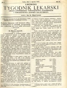 Lwowski tygodnik lekarski 1911 T.6 nr 1