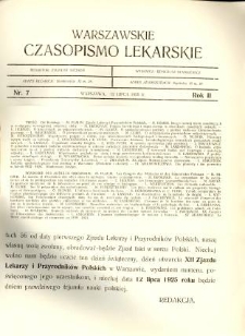 Warszawskie Czasopismo Lekarskie 1925 R.2 nr 7