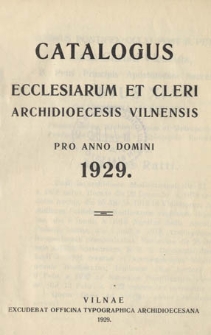 Catalogus ecclesiarum et cleri archidioecesis vilnensis pro anno domini 1929