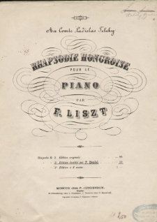 Rapsodie Hongroise : pour le Piano : Rapsodie No 2