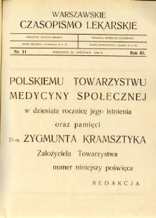 Warszawskie Czasopismo Lekarskie 1926 R.3 nr 11