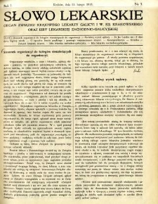 Słowo Lekarskie 1911 R.1 nr 3