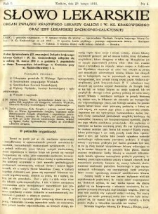 Słowo Lekarskie 1911 R.1 nr 4