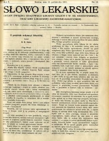 Słowo Lekarskie 1911 R.1 nr 19