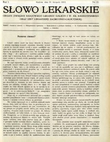 Słowo Lekarskie 1911 R.1 nr 22