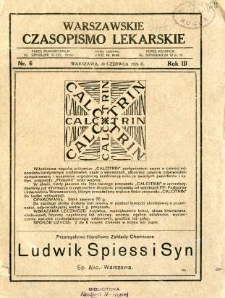 Warszawskie Czasopismo Lekarskie 1926 R.3 nr 6