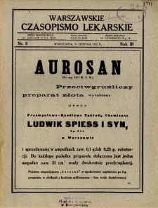 Warszawskie Czasopismo Lekarskie 1926 R.3 nr 8