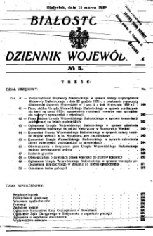 Białostocki Dziennik Wojewódzki 1939.03.15 R.19 nr 5