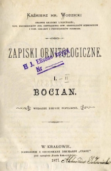 Zapiski ornitologiczne. 1, Bocian