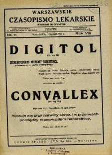 Warszawskie Czasopismo Lekarskie 1931 R.8 nr 11