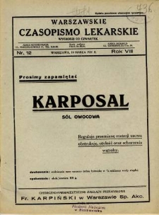 Warszawskie Czasopismo Lekarskie 1931 R.8 nr 12