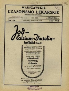 Warszawskie Czasopismo Lekarskie 1931 R.8 nr 32
