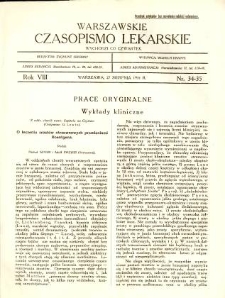 Warszawskie Czasopismo Lekarskie 1931 R.8 nr 34-35
